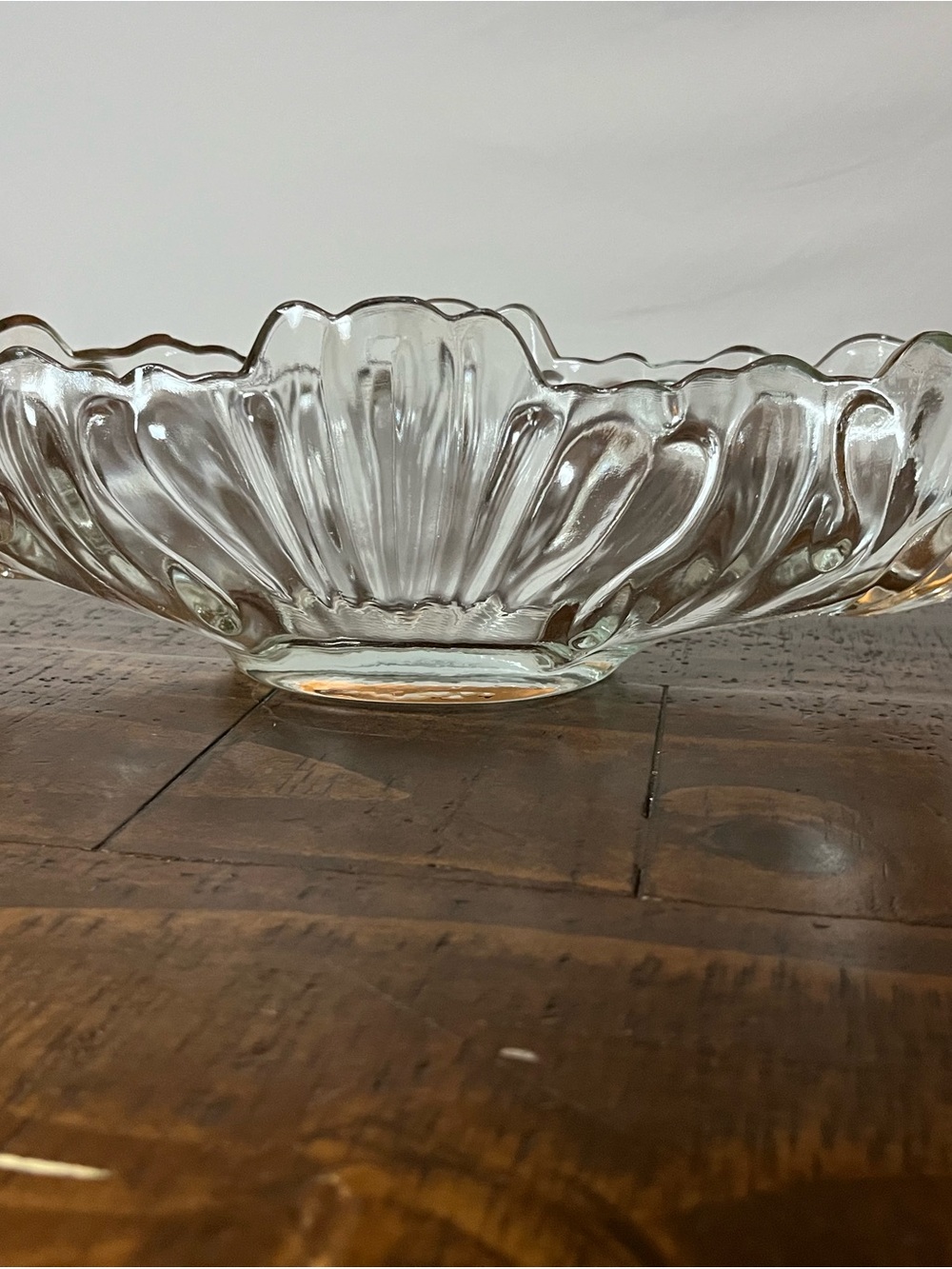 Clear Scalloped Glass Serving Bowl